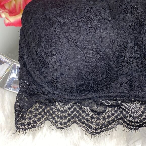 PINK Victoria’s Secret Black Lace Halter Racer Back Push Up Bralette S P D-DD - Picture 3 of 11